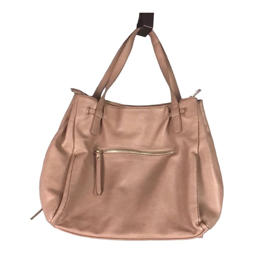 Urban Expressions Taupe Faux Leather Medium Zip Top Tote Purse Handbag Neutral